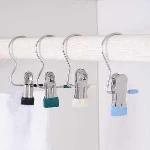 Stainless Steel Clothespins Laundry Clothes Pegs With Hook Portable Hanging Clothes Clip Wardrobe Clothes Organizer Hanger