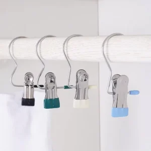 Stainless Steel Clothespins Laundry Clothes Pegs With Hook Portable Hanging Clothes Clip Wardrobe Clothes Organizer Hanger