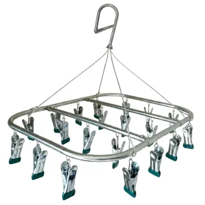 Stainless Steel Laundry Hanger 20 Non slip Clips with Protective Tips Windproof Locking Hook for Baby Clothes Underwear