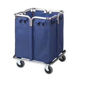 Thick Stainless Steel Folding Service Cart Linen Cart for Dirty Clothes Collection in Laundry Room