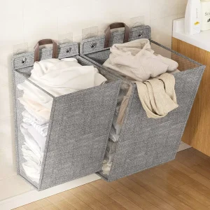 Wall Hanging Storage Bag with Lid Wall mounted Collapsible Laundry Basket