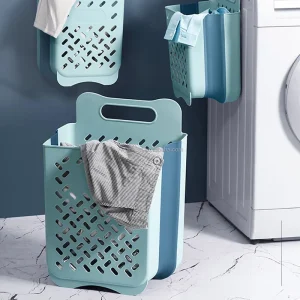 Wall Mounted Collapsible Laundry Baskets Organizer Dirty Laundry Basket Plastic Bathroom Messy Cloth Hanging Storage Basket