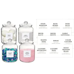 Waterproof and Oil resistant Laundry Labels Minimalist Storage Stickers for Laundry Detergent Bottles and Fragrance Beads