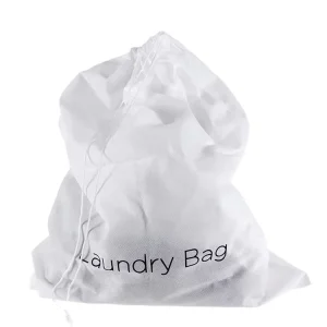 White Foldable Disposable Hotel Laundry Bag with logo