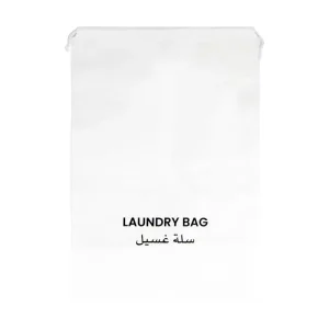 White Non Woven 40x60cm Drawstring Laundry Bag for Home Hotel Traveling Spa Use
